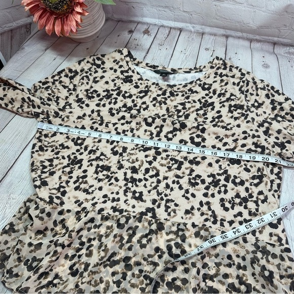 simply vera vera wang leopard print blouse sheer layered peplum waist sz XL - Picture 5 of 10